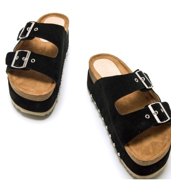 Mustang Everly black leather sandals