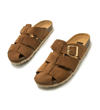 Mustang Brown Liliane Leather Sandals