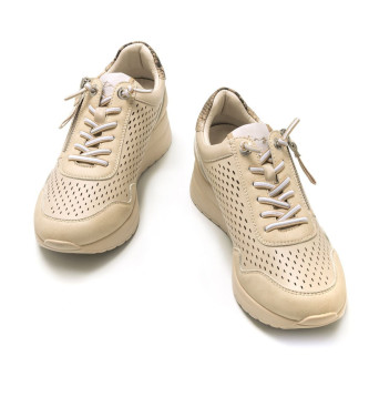 Mustang Turnschuhe Wolle beige -Hhe Keil 4,5cm