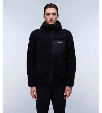 Napapijri Yupik Hooded Zip-up Fleece Sweatshirt black