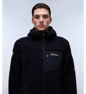 Napapijri Yupik Hooded Zip-up Fleece Sweatshirt noir