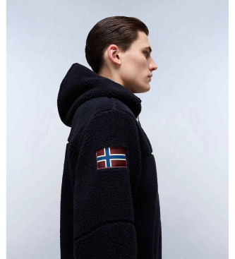 Napapijri Yupik Hooded Zip-up Fleece Sweatshirt svart