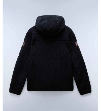 Napapijri Yupik Hooded Zip-up Fleece Sweatshirt sort