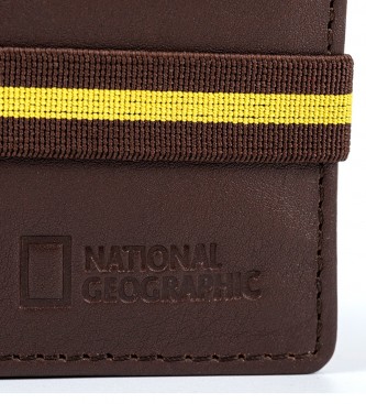 National Geographic Jupiter Portefeuille en cuir brun -2x10,5x8cm
