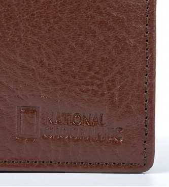 National Geographic Portefeuille en cuir Urano brun -2x10,5x8cm
