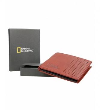 National Geographic Portefeuille en cuir Crater rouge -2x10,5x8cm-
