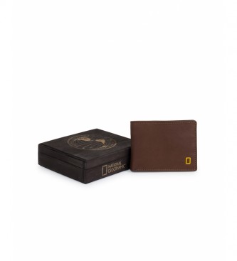 National Geographic Fire brown leather wallet -2x11x9cm
