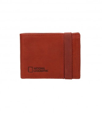 National Geographic Portefeuille en cuir Rock Red -10.5x8x2cm