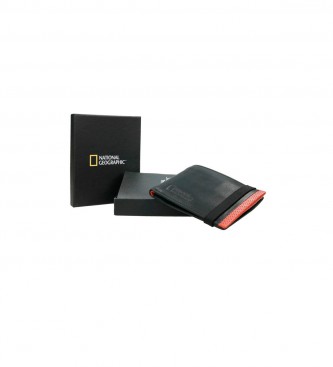 National Geographic Portefeuille en cuir Volcan noir, orange -2x10,5x8cm- 