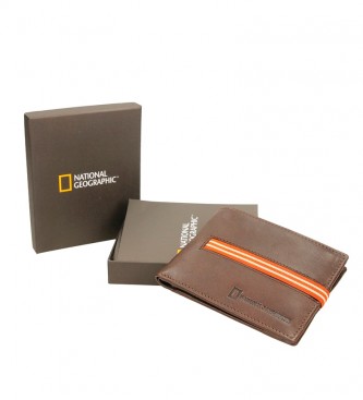 National Geographic Earth brown leather wallet -2x11x9cm
