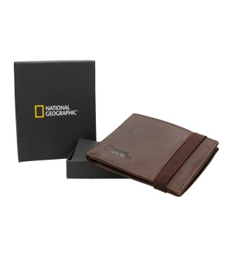 National Geographic Lederen portefeuille Rock bruin -2X11X9Cm