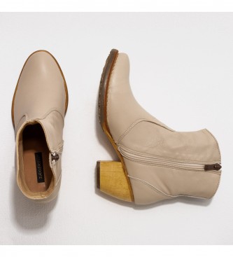 Neosens Skórzane buty za kostkę S3096 Munson beżowe -Wysokość obcasa 5,5cm