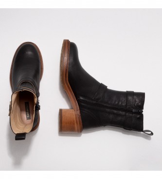Neosens Skórzane buty za kostkę S3330 Ruby czarne -Wysokość obcasa 6,5cm