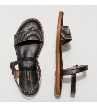 Neosens Restored-Accessory Ebony Aurora black leather sandals