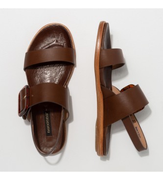 Neosens Odrestaurowane skórzane sandały Aurora w kolorze brązowym