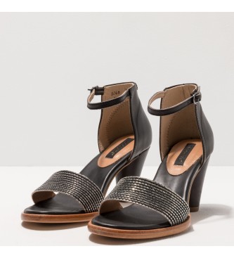 Neosens Sandálias de couro preto Ebony Montua Restaurado-Acessórios -Altura: 7,5cm