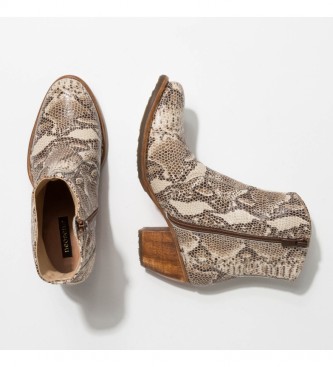 Neosens Leather boots S3096P Fantasy Boa / Munson beige -heel height: 5.5cm