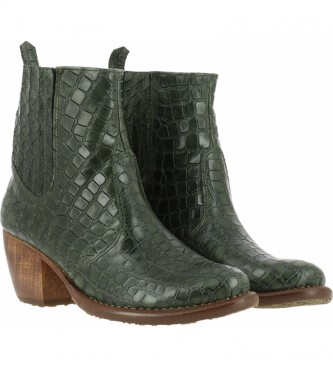 Neosens Bottines en cuir d'alligator vert S3102 - Hauteur du talon : 5,5cm