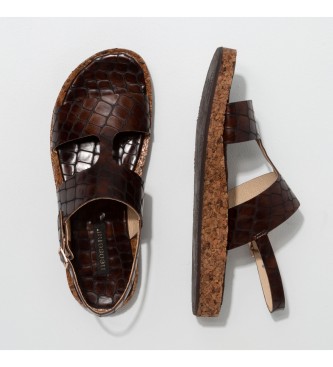 Neosens Leather sandals Fantasy Alligator Wax Brown Tardana brown
