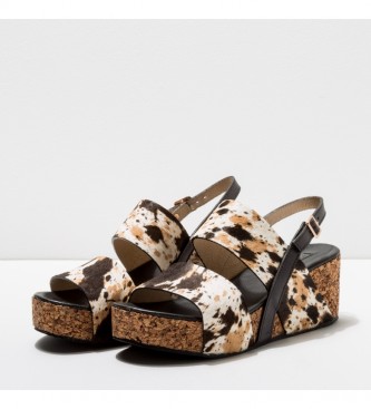 NEOSENS Leather sandals S3222P Arroba animal print -Height of the wedge: 6,5cm- -Sandals in leather S3222P Arroba animal print -Height of the wedge: 6,5cm-