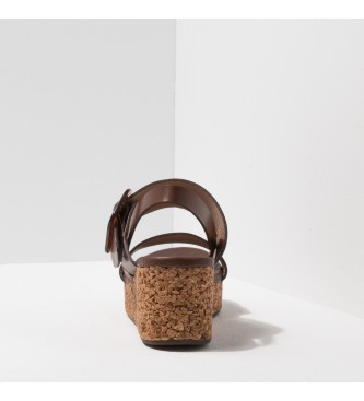 Neosens Restored Skin Brown Arroba brown leather sandals -Height: 6.5cm