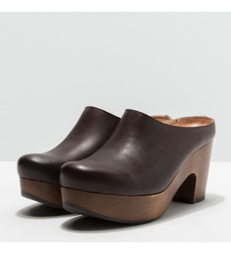 Neosens Montone Brown St.laurent brown leather clogs -Height: 8cm