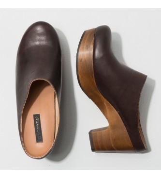 Neosens Montone Brown St.laurent brown leather clogs -Height: 8cm