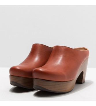 Neosens Montone leather clogs Leather St.laurent camel -Height: 8cm