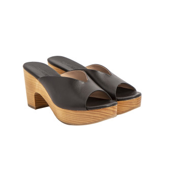 Neosens Leather clogs S3274 black -Height heel 8cm