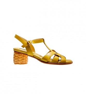 Neosens Usnjeni sandali S3302 Malvasia rumene barve -Višina pete 6,5 cm