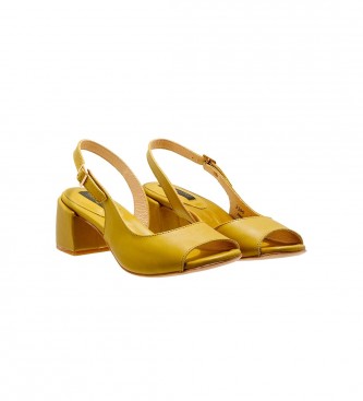 Neosens Skórzane sandały S3390 Ozana żółte -Wysokość obcasa 5,5cm