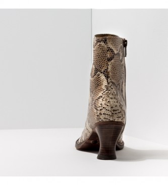 Neosens Skórzane buty za kostkę S659 Rococo beżowe, zwierzęcy print