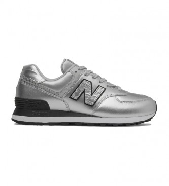 New Balance Zapatillas de piel 574 plata - Tienda Esdemarca calzado, moda y complementos zapatos de marca y zapatillas de marca