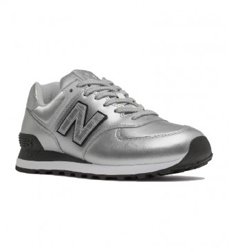 New Balance Sneakers in pelle argento 574