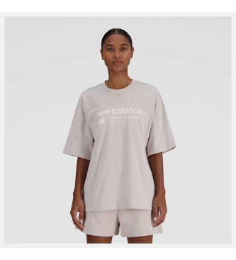 New Balance Linear Heritage T-shirt en maille surdimensionn rose