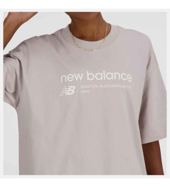 New Balance Linear Heritage bergroes Strick-T-Shirt rosa