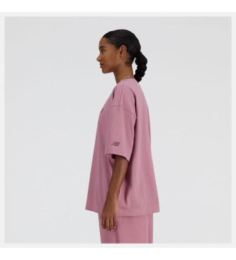 New Balance Iconic oversized pink collegiate knitted oversized T-shirt