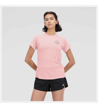 New Balance T-shirt de manga curta Impact Run estampada cor-de-rosa