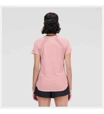 New Balance Imprim Impact Run Short Sleeve Pink T-Shirt