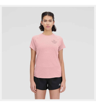 New Balance Camiseta Printed Impact Run Short Sleeve rosa