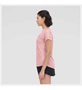 New Balance Imprim Impact Run Short Sleeve Pink T-Shirt