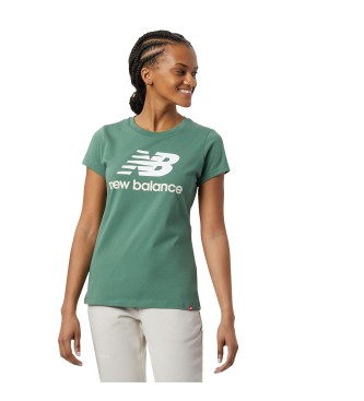 New Balance Essentials stacked logo t-shirt green