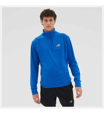 New Balance Heat Grid Half Zip T-shirt blauw