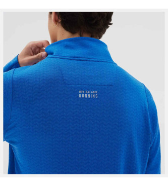 New Balance Heat Grid Half Zip T-shirt blauw