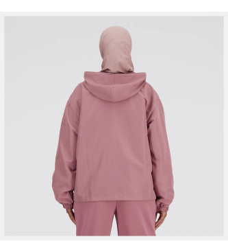 New Balance Iconic pink woven varsity jacket