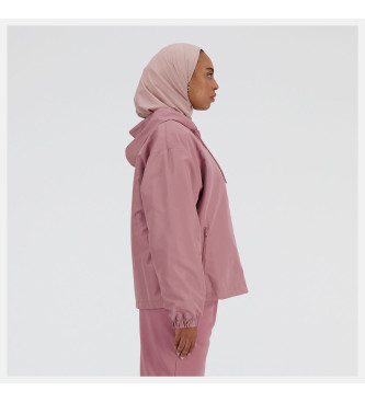New Balance Kultowa różowa kurtka varsity z tkaniny