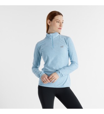 New Balance Sport Essentials blue Sport Essentials space dyed quarter zip long sleeve t-shirt with zip