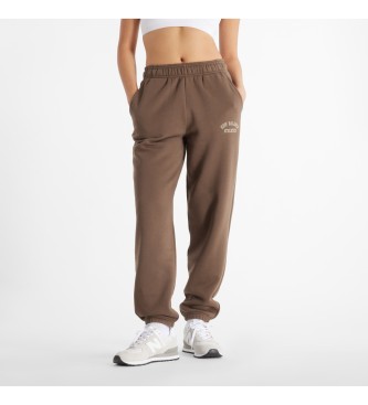 New Balance Graphic Fleece joggingbyxa brun