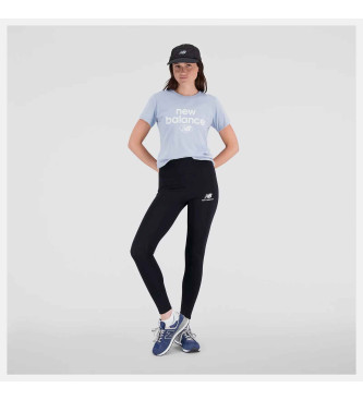 New Balance Leggings de algodo Essentials com logtipo empilhado preto