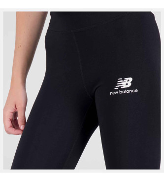 New Balance Essentials bomullsleggings med staplad logotyp svart